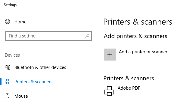 Printers in Windows 10